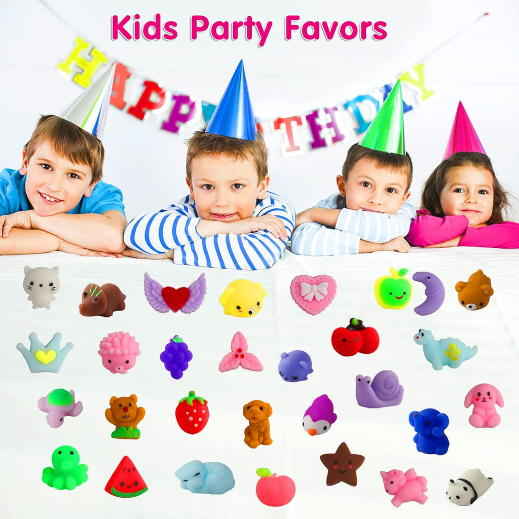 Skiennix Kawaii Squishies - 100 Pcs Mochi Stress Relief Toys for Kids | Perfect Party Favors & Classroom Prizes