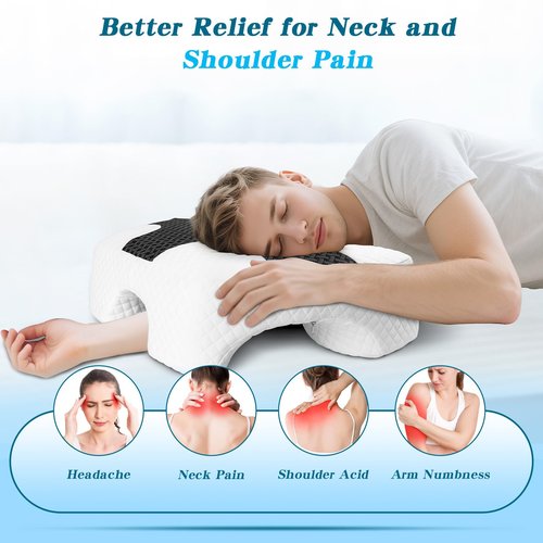 Eliteguard Side Sleeper Pillow with Arm Hole, Upgraded Height Arm Pillow for Larger Frames, Shoulder Relief System, Premium Memory Foam, Suitable for Side, Back and Stomach Sleepers - Grey