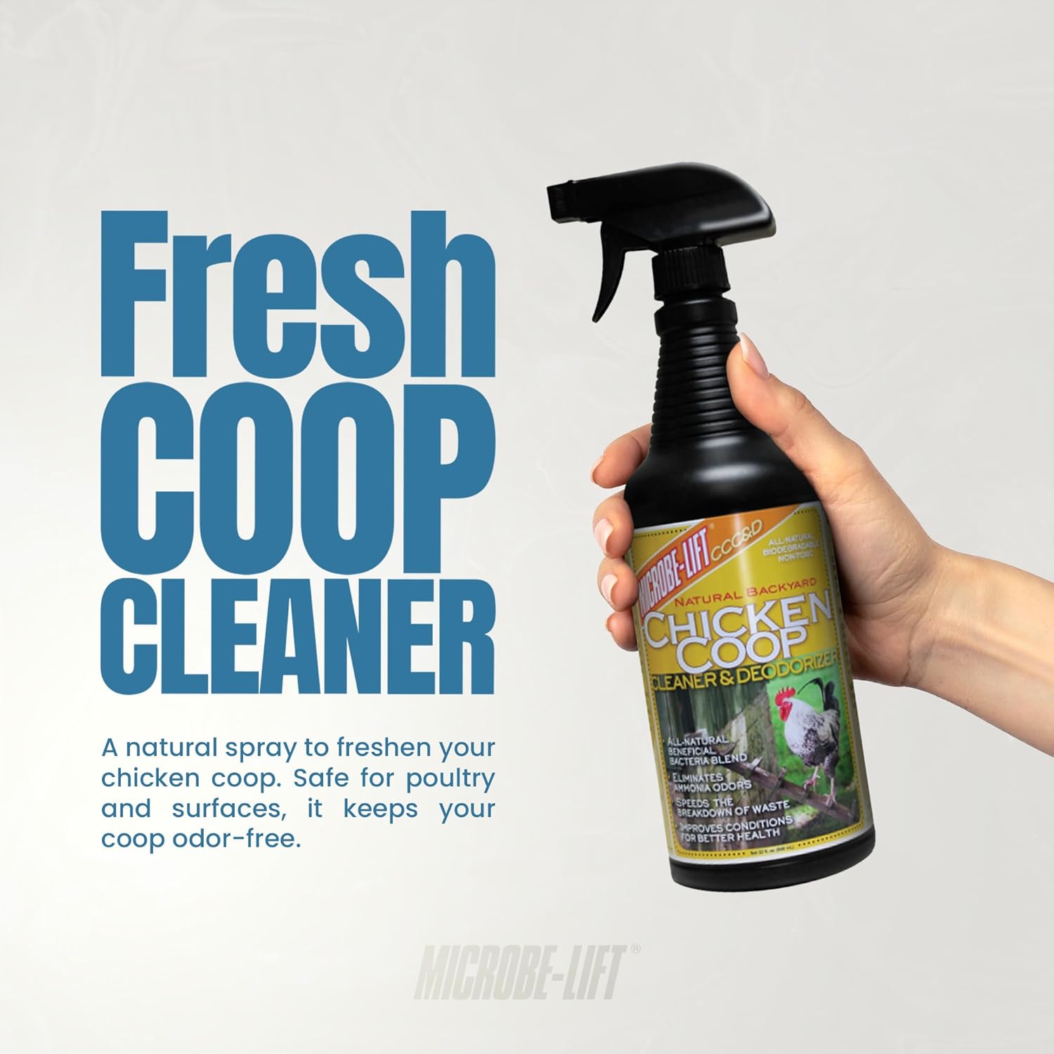 Microbe-Lift Chicken Coop Cleaner & Deodorizer - Natural 32 oz Solution for Clean Poultry Spaces