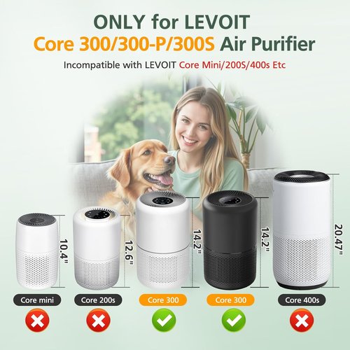 LEVOIT Core 300 Replacement Filter - 3-in-1 Activated Carbon, 2 Pack - Compatible with Core 300 Models
