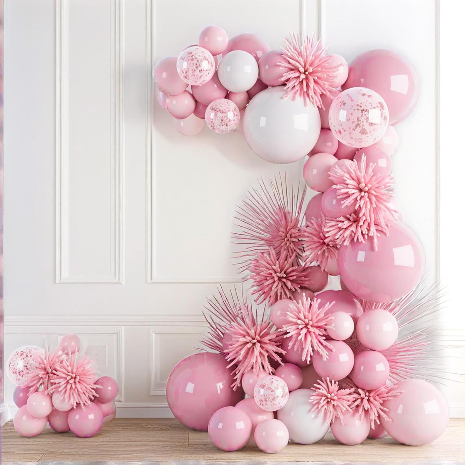 PartyWoo Baby Pink Balloon Arch Kit - 152pcs Assorted Sizes for Baby Shower & Birthday Decor