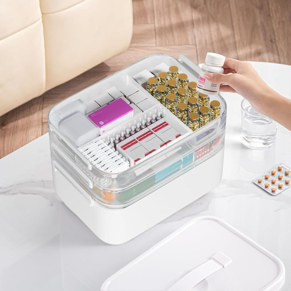 TERGOO 3-Tier Medicine Cabinet Organizer - Portable Storage Box with Handle for First Aid Kits