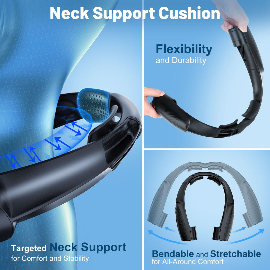 Portable Neck Fan with 6 Powerful Speeds, 8000mAh Battery Operated USB-C Rechargeable Fan, 20H Runtime, Hands-Free 360° Cooling Personal Wearable Neck Fan, Gift for Women Men Travel Concerts(Black)