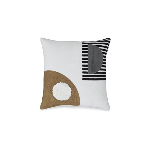 Signature Design by Ashley Longsum Contemporary Square Cotton Pillow with Embroidered Design, 20" x 20", White & Black
