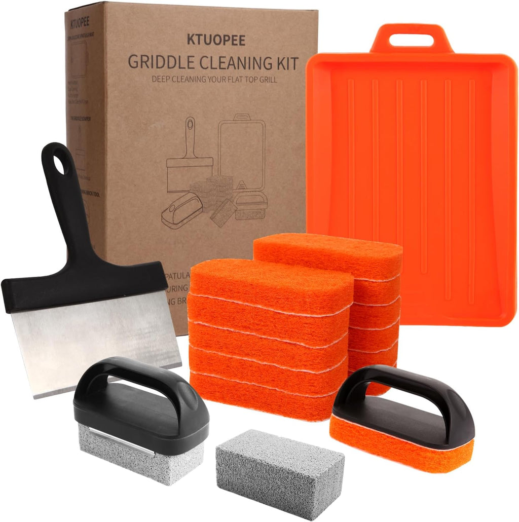 Blackstone Griddle Cleaning Kit - 18-Piece Flat Top Grill Accessories Set with Scraper & Heat-Resistant Spatula