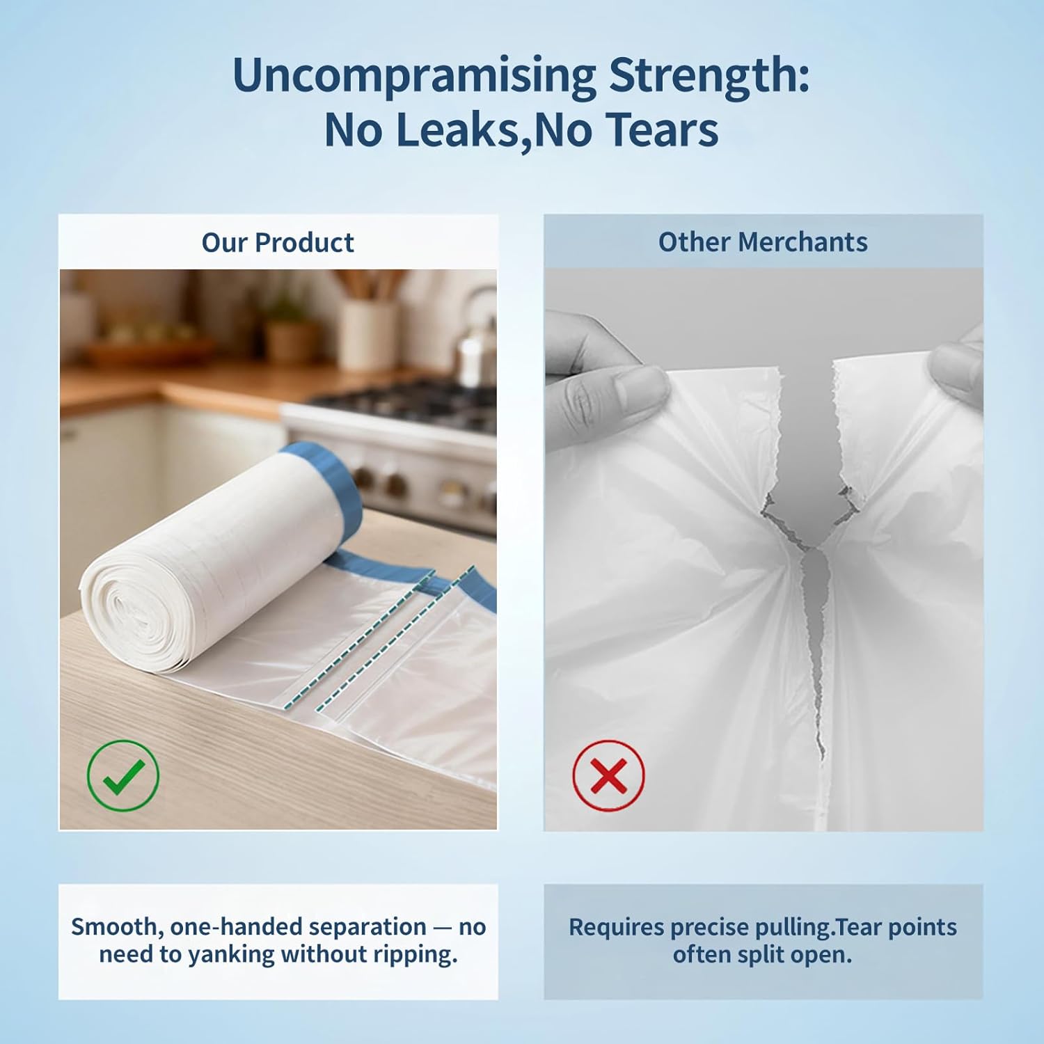 Skiennix 4 Gallon Drawstring Trash Bags - Thick 1.1 Mil White Plastic Wastebasket Liners | Unscented, 15 Liter