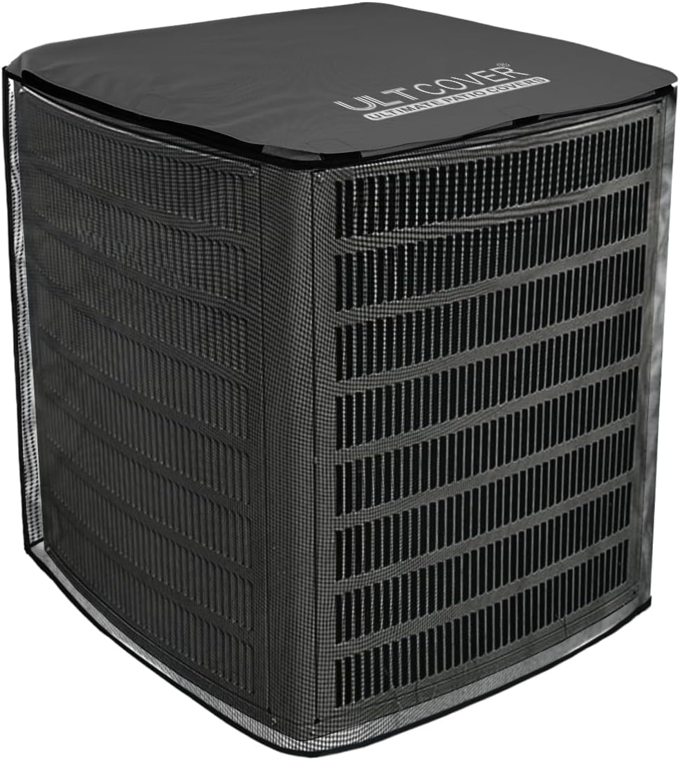 ULTCOVER Air Conditioner Defender Cover - 2 in 1 Full Mesh & Waterproof Fabric - Fits 30W x 30D x 32H Inch Units, Black