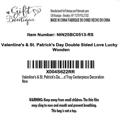 Reversible Wooden Love & Lucky Sign, Valentine’s Day and St. Patrick’s Day Double-Sided Tabletop Décor Centerpiece