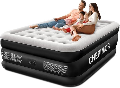 **CHERIMOR Queen Air Mattress - 18" Raised Comfort with Built-in Pump & Leak-Proof Design | Supports 800 lbs**