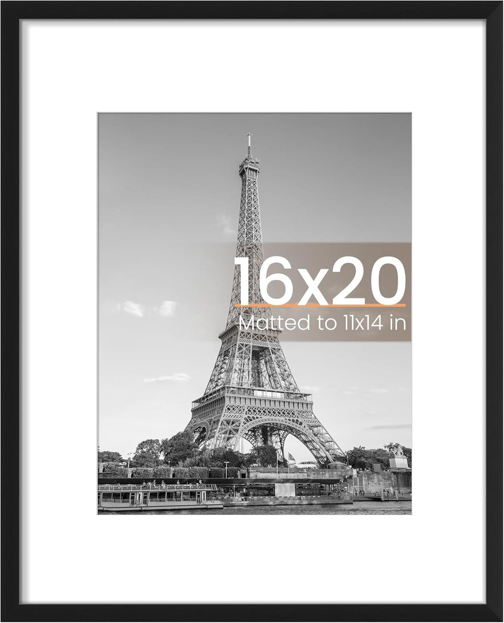 Upsimples 16x20 Picture Frame - Versatile Display for 11x14 with Mat or 16x20 Without - Black, 1 Pack