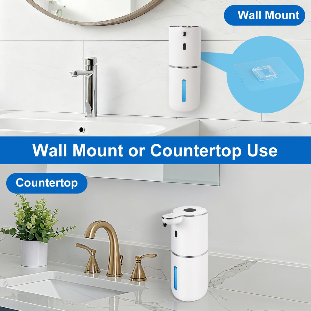 Automatic Soap Dispenser, Hand Soap Dispenser 12.8oz/380ml Smart Rechargeable, Liquid Touchless Soap Dispensers with 6-Level, Wall Mounted or Countertop Dish Soap Dispensing for Bathroom & Kitchen