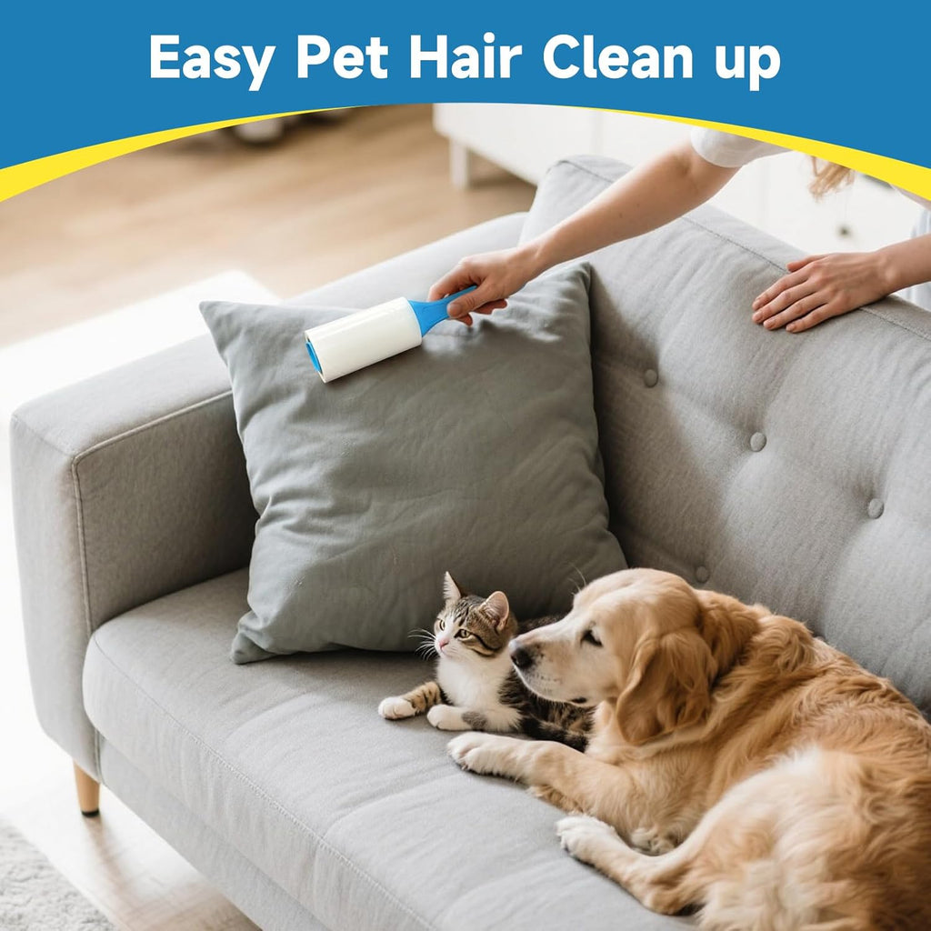 Swihauk Lint Rollers - 600 Sheets Extra Sticky Pet Hair Remover with Ergonomic Handle | Ideal for Clothes, Furniture & Car Seats