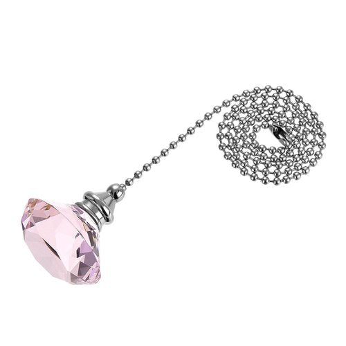 uxcell 20 Inch Ceiling Fan Pull Chain, Decorative Crystal Fan Pull Chain Ornament Extension, 3mm Diameter Beaded Diamond Pendant, Pink