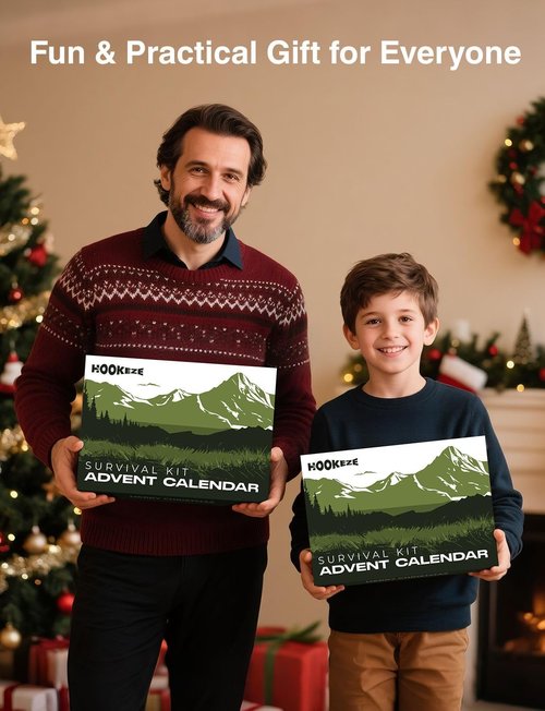 HOOK-EZE Survival Kit Advent Calendar 2025 - 24 Days of Essential Survival Gear for Camping & Hiking