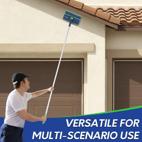 BOOMJOY Wall Cleaner Mop with Foldable Panel, Baseboard Cleaner Tool with 72" Long Handle, Cleaning Mop Duster for Walls, Ceilings, Baseboards, Floors