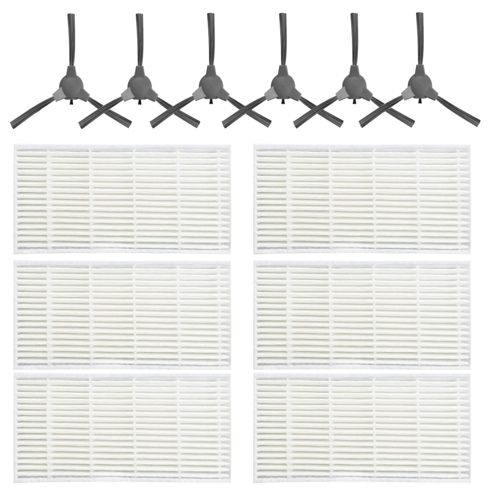 Replacement Parts for ROPVACNIC A1/S1 Vaccum Cleaner Accessory kits with 6 filters, 6 Spare Side Brushes.