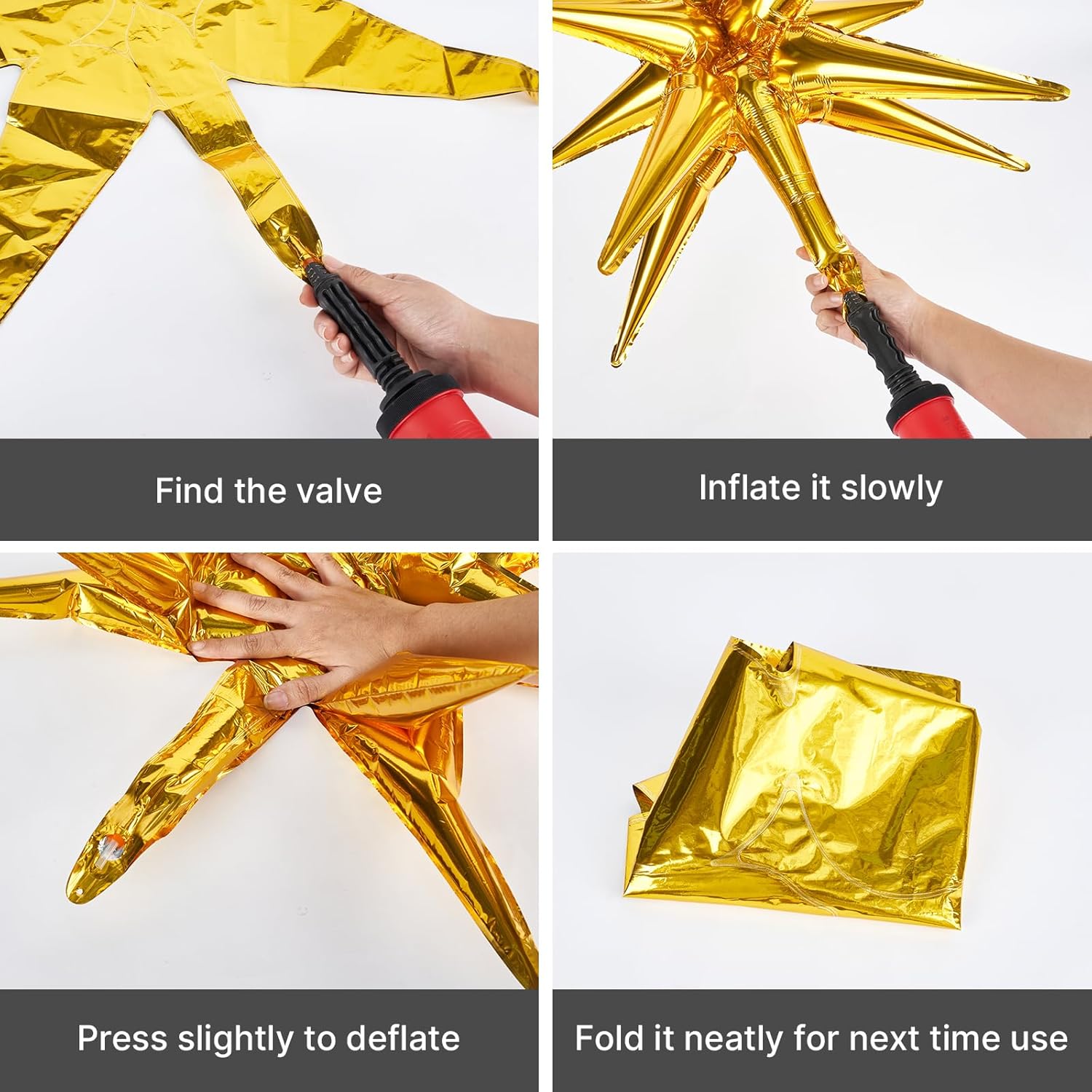 PartyWoo Metallic Gold Star Foil Balloons - 6 Different Sizes | 22-Inch Mylar Pack for Celebrations
