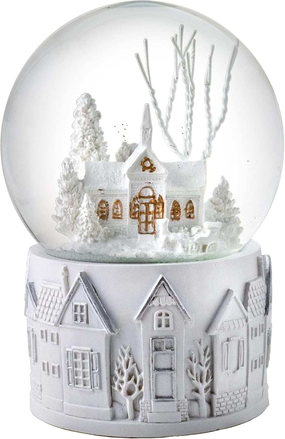 San Francisco Music Box Company - 100MM White Christmas Scene Snow Globe | Perfect Holiday Decor