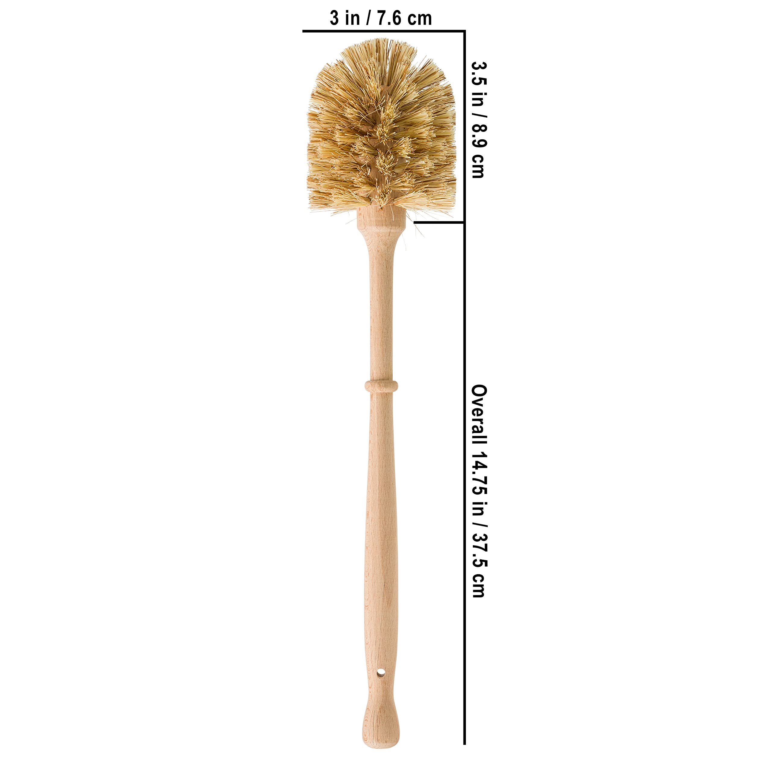 REDECKER Stiff Union Fiber Toilet Brush with Untreated Beechwood Handle - 14-1/2-inches - Made in Germany