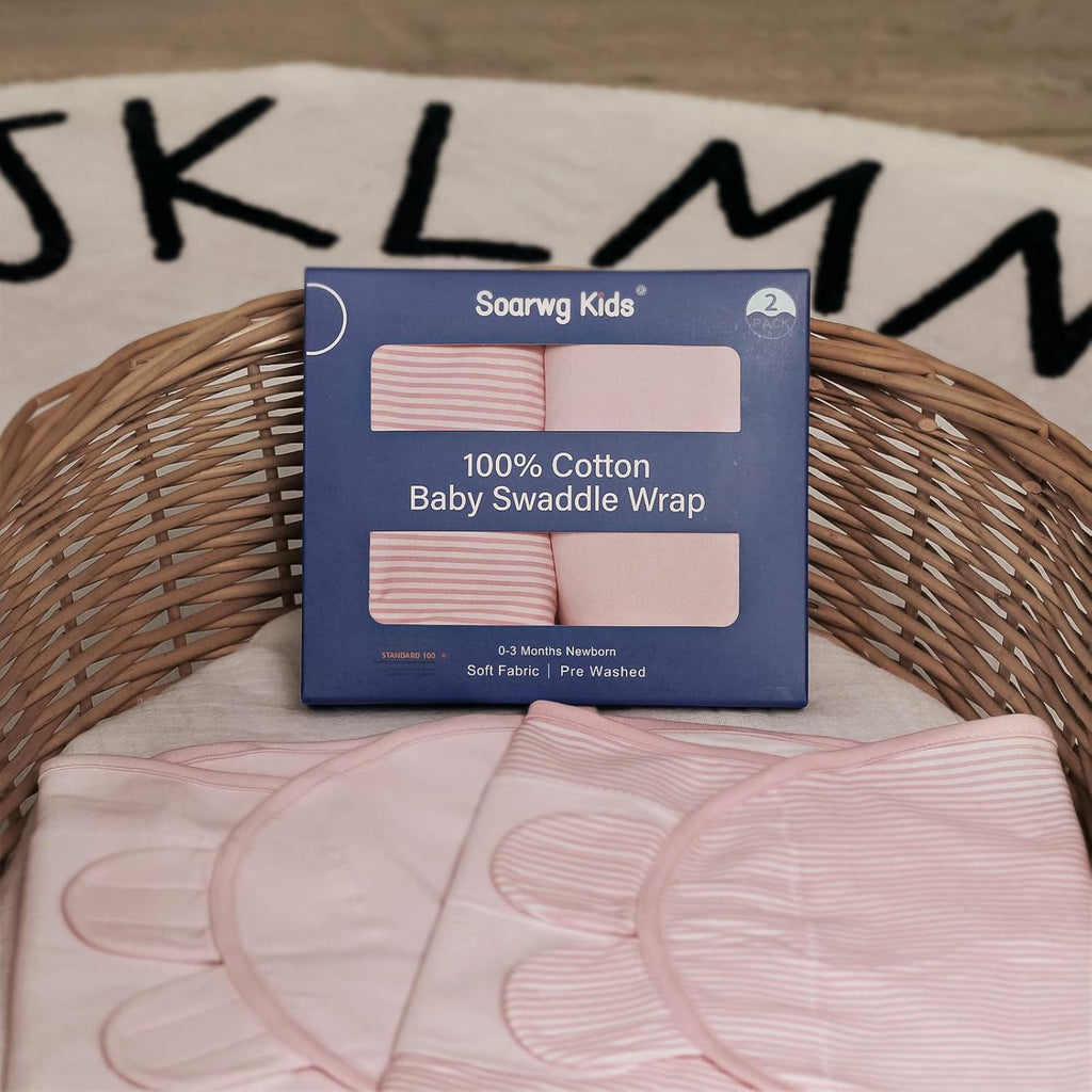 Organic Baby Swaddle Sleep Sacks - 100% Cotton Soft & Snug 2-Pack for Newborns 0-3 Months