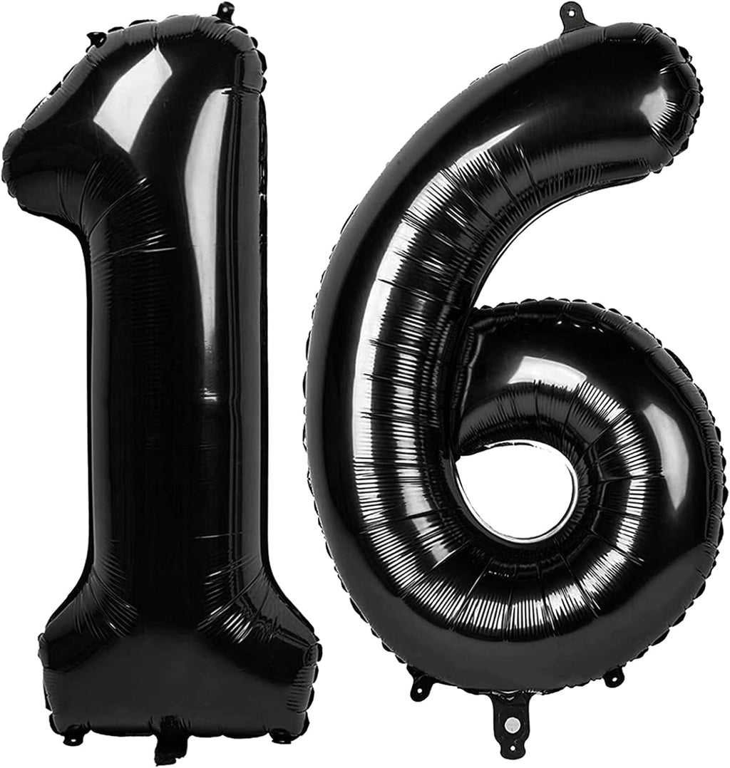 Skiennix 40-Inch Black Number Balloons - Perfect Sweet 16 Birthday Decorations for Memorable Photo Shoots