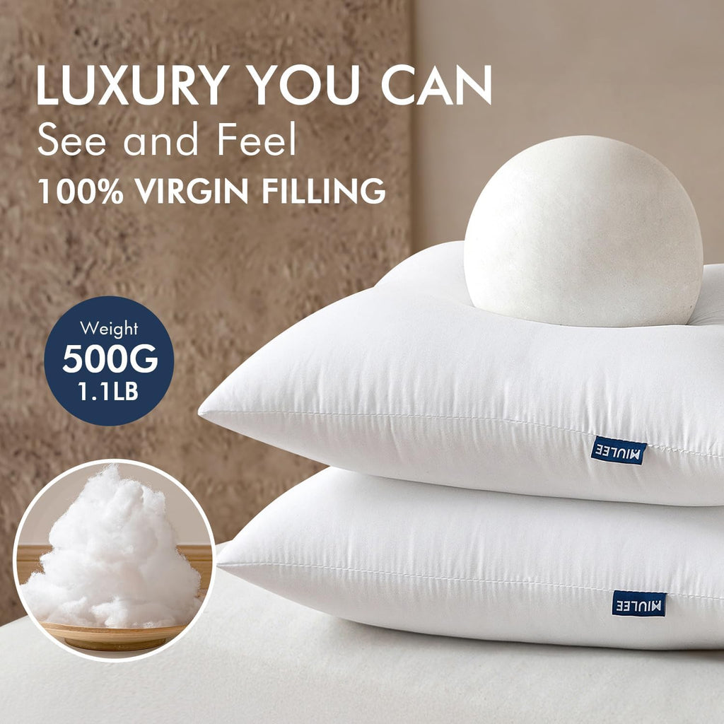 MIULEE Throw Pillow Inserts - Pack of 4, 18x18 Inch, 100% Virgin Fiber Filling for Ultimate Comfort
