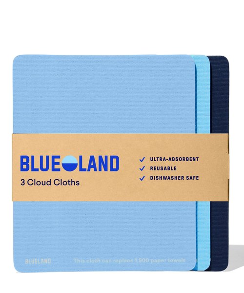 BLUELAND Cloud Cloth, 3-Pack, Reuseable Paper Towel Replacement, Natural Swedish Dish Kitchen Sponge