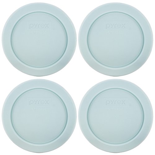 Pyrex 7202-PC 1 Cup Muddy Aqua Blue Food Storage Replacement Lid (4-Pack) - Made in USA