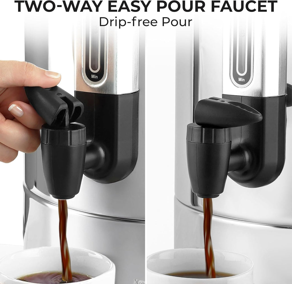 Zulay 100 Cup Coffee Maker - Commercial Grade Double-Wall Stainless Steel Urn for Quick Brewing | Silver