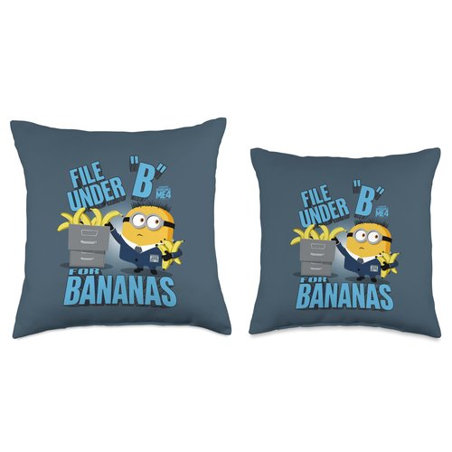 Minions Despicable Me 4 File Under B for Bananas Throw Pillow