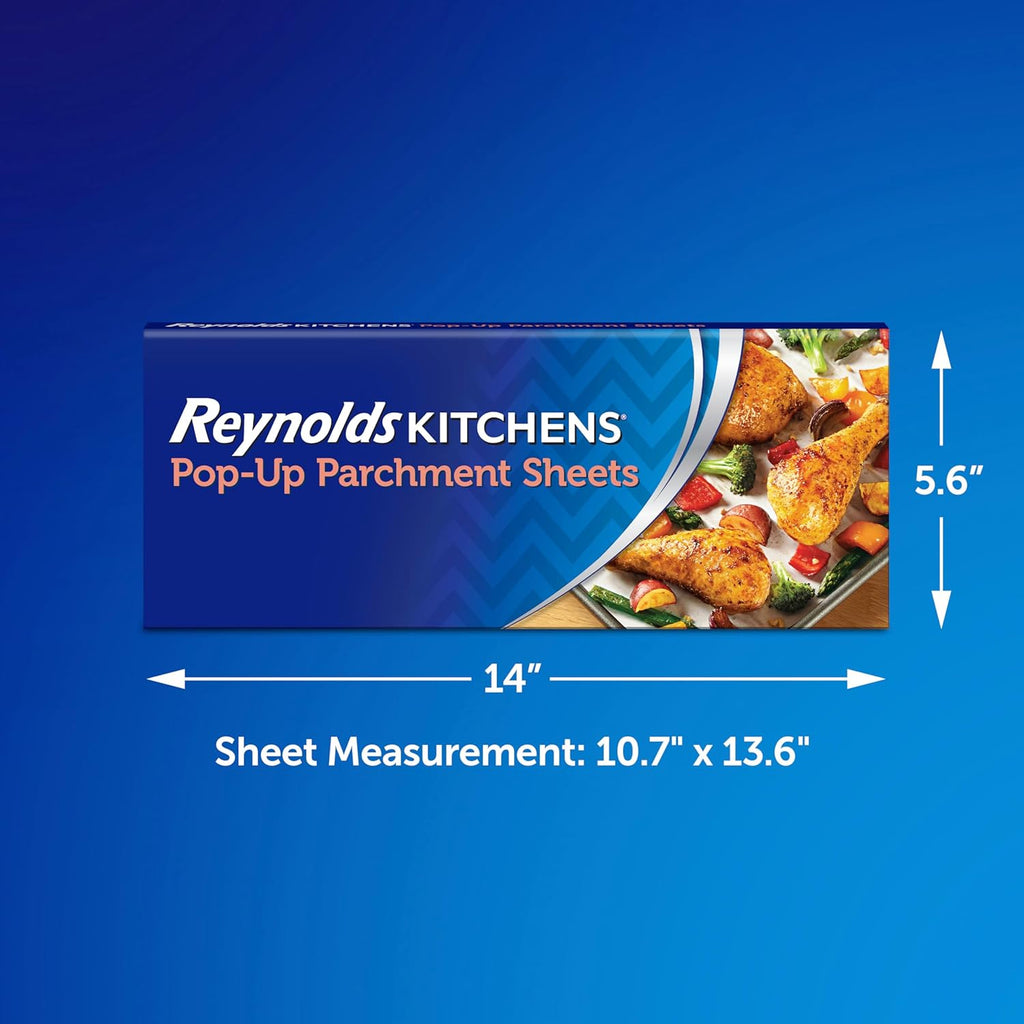Reynolds Kitchens Pop-Up Parchment Paper Sheets - 120 Sheets, 10.7x13.75 Inch | Convenient Baking Solution