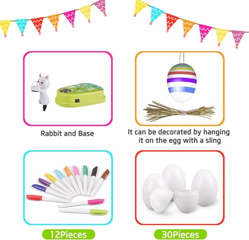 Engfa Easter Egg Decorating Kit - 30 Pcs Eggs & 12 Dying Markers | Fun Craft Activities for Kids (Green)