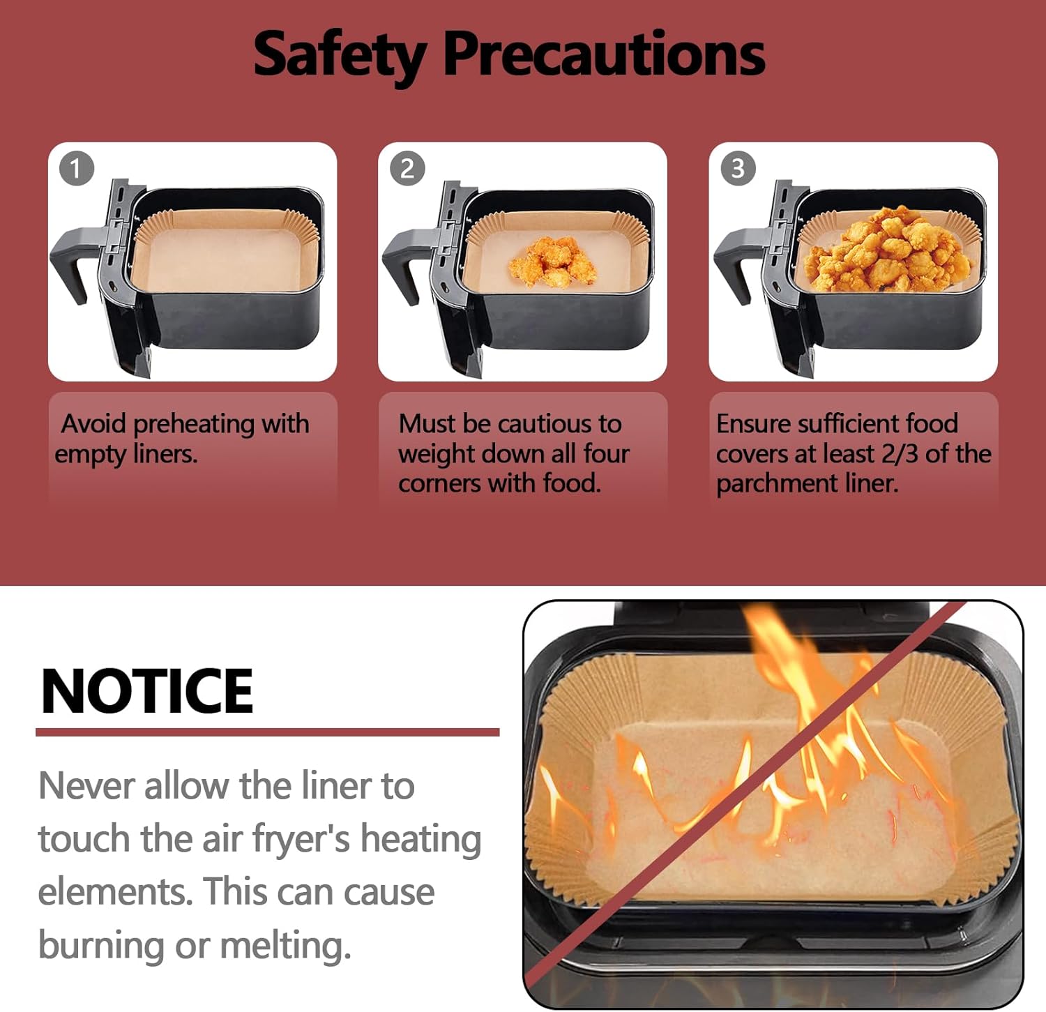 Ninja 200PCS Air Fryer Liners - Non-Stick Unbleached Parchment Paper for Dual Basket | 8.6 x 5.5 Inch