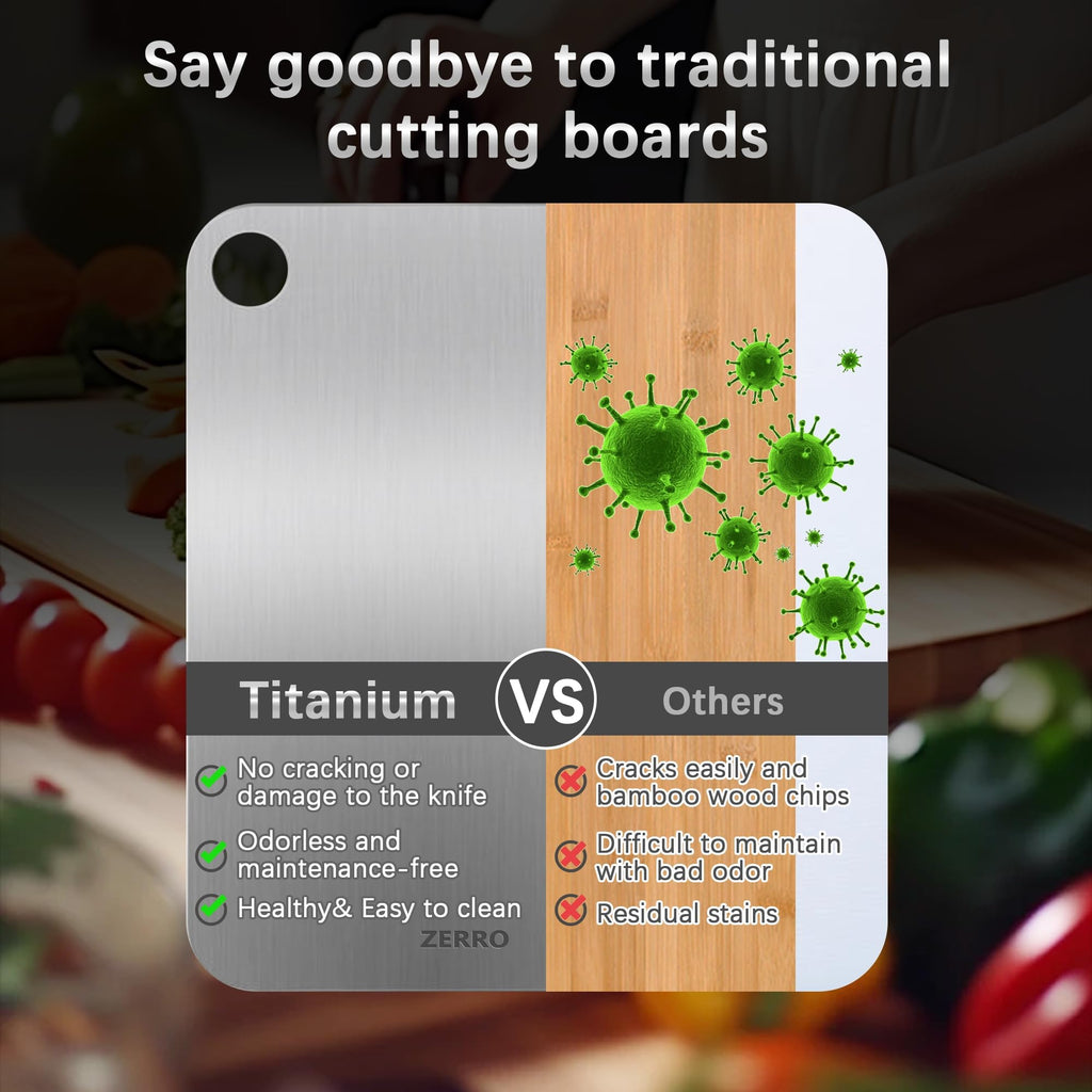 ZERRO Titanium Cutting Board 14.17" x 9.84", 100% Pure Titanium