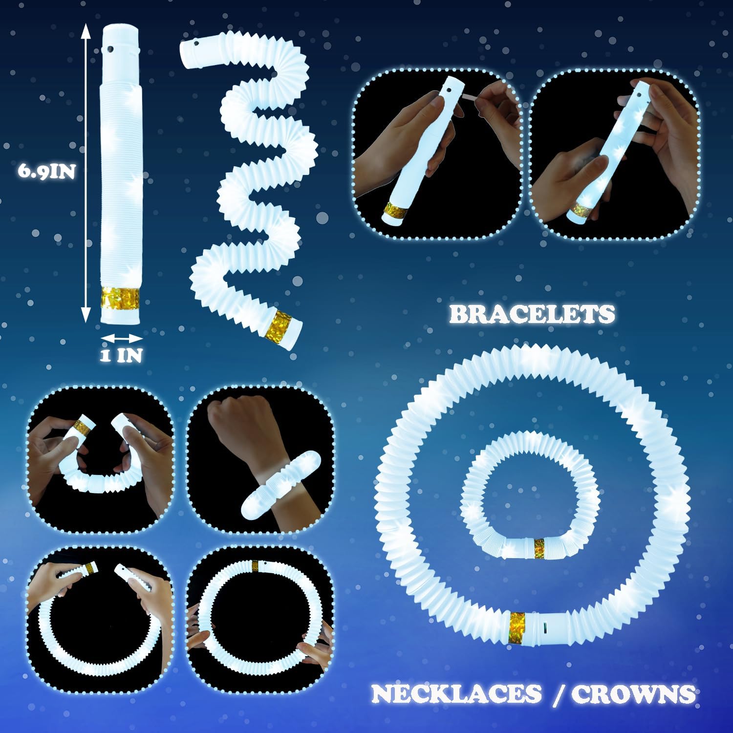 Skiennix Glow Sticks - 12-24 PCS White Party Favors for Kids | Necklaces & Bracelets for Graduation & School Events