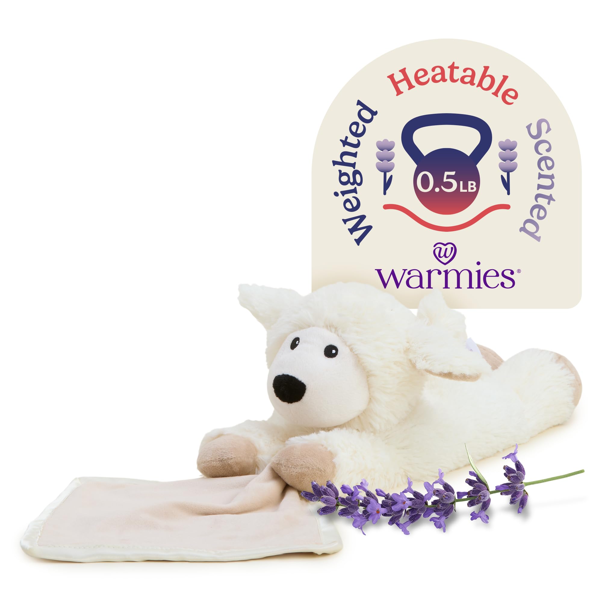 warmies Stuffed Animal Security Blankets for Babies, Sheep - Microwavable & Weighted Stuffed Animal Blanket for Baby Boys & Girls - Cute Soft Plush Toys with Child Safe Design for All Ages