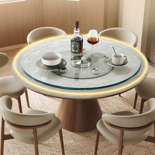 Glass Lazy Susan,30.99" Glass Lazy Susan for Dining Table Turntable Centerpiece with Swivel Assist System & Smooth Spin Round Tabletop Rotating Tray (30.99 in)