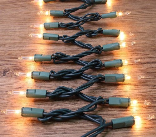 Clear Incandescent Bulb Mini String Lights - 100 Green Wire for Indoor Christmas Tree & Party Decor