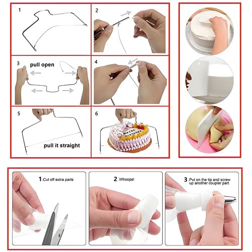 ANSLYQA 237 Pcs Cake Decorating Kit with Aluminium Cake Turntable,Leveler,24 Numbered Icing Tips,2 Spatulas,3 Scrapers,2 Coupler,50 Cupcake Liners,50 Cake Flags,100 Pastry Bags & More Baking Tools