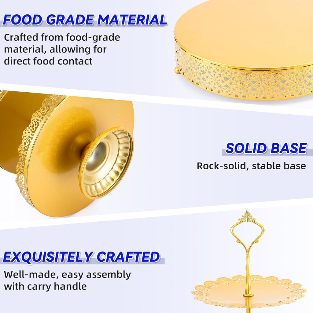 Regine Switzerland 13 PCS Metal Cake Stand Set - Elegant Dessert Display for Weddings & Parties