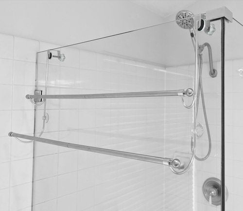 Insieme (29 x16x4.7 Inch) Towel Rack for Over Glass Shower Wall or Glass Shower Enclosure (Frameless or Frames up to 1.6" Thick). 2 Tier - Stainless Steel - No Rust