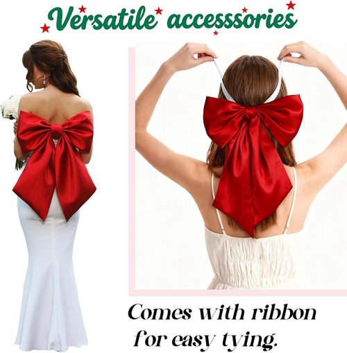 Big Red Bows | 23x11 In Ruby Red Satin Christmas Tree Topper & Holiday Decor