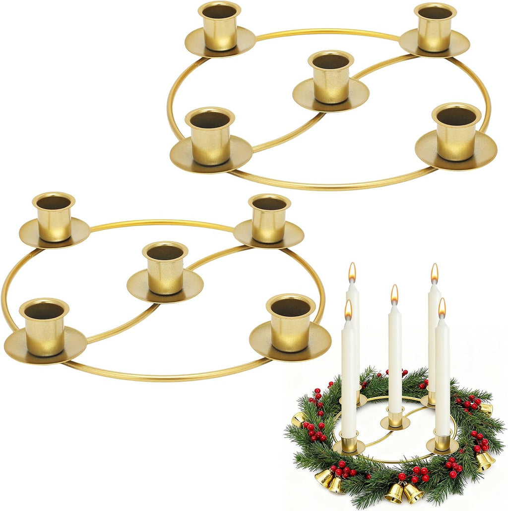Regine Switzerland Gold Advent Wreath Candle Holder - 2 Pack Metal Table Decoration for Christmas