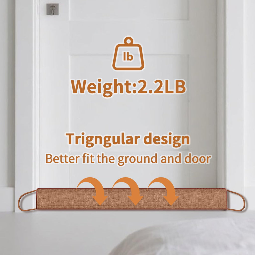 QUOLIX Triangle Under Door Draft Stopper Bottom Door Gap Filler & Seal Windproof Coating Cover Fits 30” to 36” Door Block Noise, Sound, Hot Air, Light, Bugs Easy Install Draft Blocker (36inch-Brown)