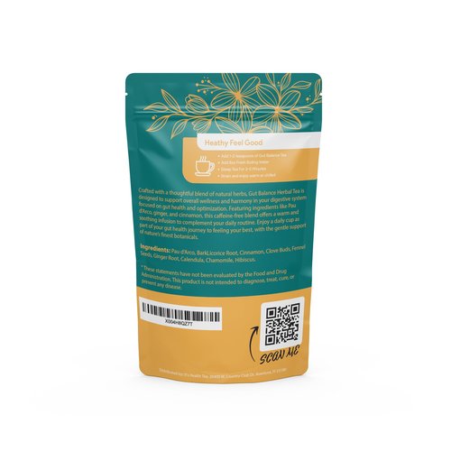 Gut Balance Herbal Tea – Supports Overall Gut Microbiome Health & Occasional Bloating Support | After-Meal Digestive Comfort | Caffeine-Free Loose Leaf Botanical Blend (35 Unbleached Tea Bags Included)*