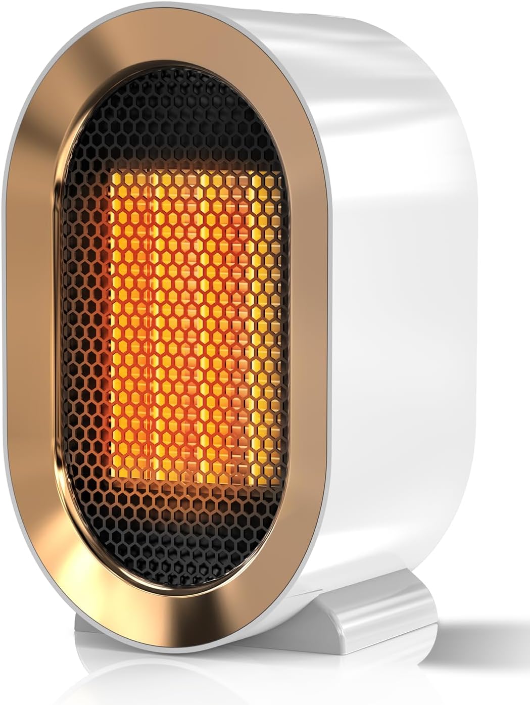QQT Portable PTC Ceramic Space Heater - Quiet Energy-Saving Indoor Heater with Safety Features | White