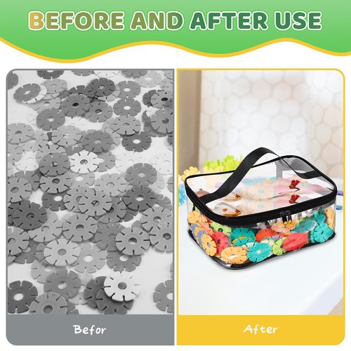 4 Packs Clear Toy Storage Bags, PVC Waterproof Toy Organizer with Zip Reusable Bags for Building Blocks, Board Game, Puzzles, Kids Books, Stationery