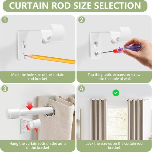 Adjustable 5/8” Diameter Curtain Rods by [Brand Name] - 30-45 Inch for Small Windows | White, 2 Pack