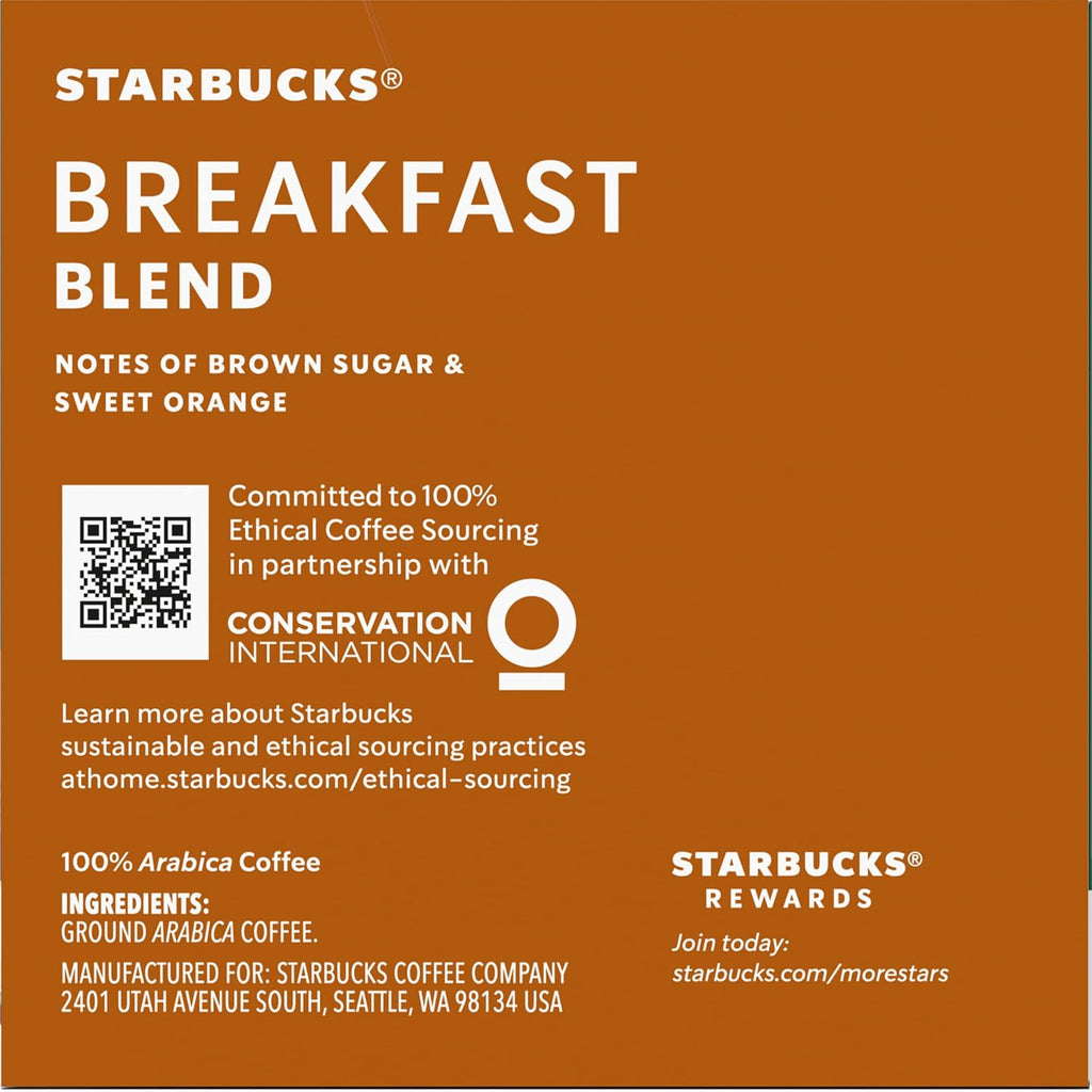 Starbucks Coffee K-Cup Pods - Breakfast Blend Medium Roast for Keurig - 20 Pods Total