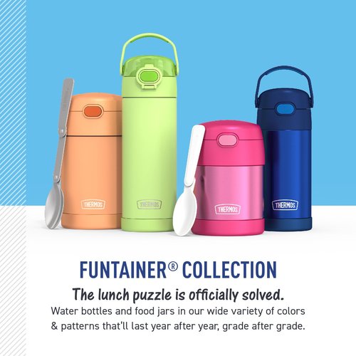 THERMOS FUNTAINER Water Bottle with Straw - 12 Ounce - Kids Stainless Steel Vacuum Insulated Water Bottle with Lid, Pink Ombre